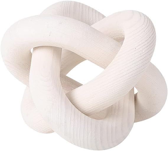 YMTZJYQ Wood Chain Link Decor-3 Link Wood Knot Decor Hand Carved Coffee Table Decor Farmhouse Rustic Shelf Decor Boho Modern Simplicity Decorative Objects for Living Room Bedroom Decorations (White)